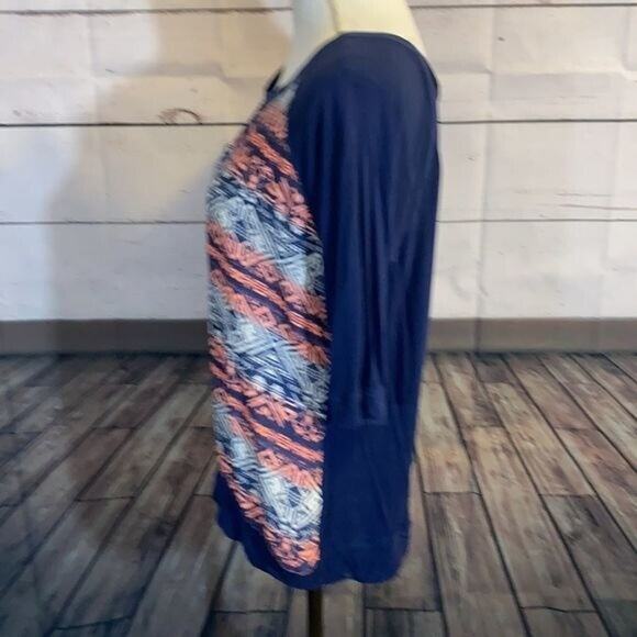 Jolt Tee Shirt Top Womens Medium Geometric Chiffon Blouse Contrast - Picture 4 of 10